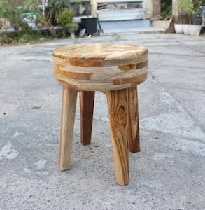 Silla de Comedor Redonda de Madera de Teca Sólida, Ecológica y Duradera, con 4 Patas, Diseño Moderno para Hogar, Bar, Dormitorio, Sala de Estar y Comedor - Product Image 6