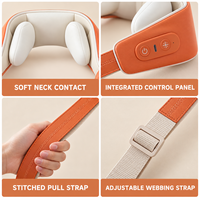 Appareil de massage du cou ergonomique blanc et orange avec pétrissage simulé des doigts, 2 vitesses et design portable