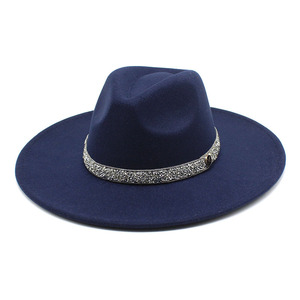 Sombreros Fedora para mujer y hombre, sombrero Fedora de ala ancha con diamantes de imitación ostentosos, personalizado, HT-1763, venta al por mayor, 2022 - Product Image 3