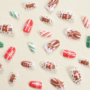 <span class=keywords><strong>Faux</strong></span> <span class=keywords><strong>ongles</strong></span> à porter pour Noël, motifs fruits, bonhomme de pain d'épices, maison en chocolat - Product Image 5