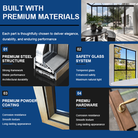 Fenêtre à battant en acier série 50, cadre fin, résistante aux UV, finition poudrée, pour villas haut de gamme européennes et américaines, maisons modernes et salles de bain.