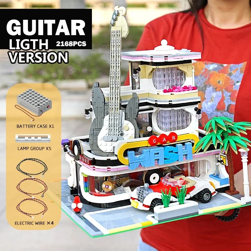 16002 Street View Gitarrenhaus Blocksteine Mit Licht Kind Geschenk 2168PCS OVP 