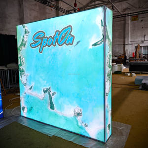 تصميم جديد حامل بانر من القماش بإضاءة LED، خلفية جدارية، لافتة خلفية قابلة للتعديل، خلفيات كشك عرض للمعارض التجارية - Product Image 6