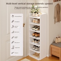 Meuble à chaussures moderne minimaliste en acier, multi-niveaux, 7 étagères, compact, pour coin, étroit, haut, capacité 36-49 paires, pour entrée de maison