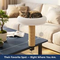 Poteau à gratter pour chat à fixation de table, lit en peluche en forme de donut, sans perçage, compatible 20-50mm, sisal naturel, OEM ODM personnalisé, MOQ 50 pièces