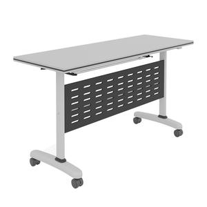 ชุดโต๊ะฝึกอบรมพับได้ปรับระดับได้สำหรับสองคน พร้อมเก้าอี้สำนักงานอเนกประสงค์แบบเคลื่อนย้ายได้ เชื่อมต่อกันได้ เหมาะสำหรับการประชุมและการสอน - Product Image 2