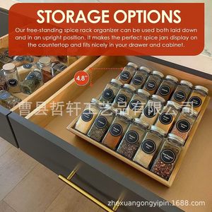 Bamboo <b>Spice</b> Rack Multi Layer Kitchen Storage Organizer Solid Wood Display For Condiment <b>Jar</b> Minimalist Design - Product Image 5