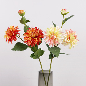 Artificial Dahlia <b>Flowers</b> 3 Heads 64cm High Simulation Wedding Home Decor Plastic <b>Wire</b> Cloth - Product Image 3