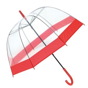 Parapluie manuel transparent de 23 pouces, 8 baleines, forme dôme, avec bordure de 8 cm et embouts de poignée de couleur assortie - Product Image 2