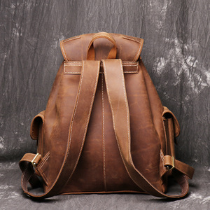Autumn Products Genuine Leather <b>Backpack</b> 14 Inches Laptop Bag For Men Women Everyday Use Retro <b>Brown</b> Large Capacity - Product Image 2