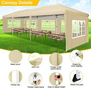 Patio extérieur pelouse jardin étanche avec 6 parois latérales tente de fête 10x30ft Pop up auvent extérieur camping auvent tente - Product Image 4