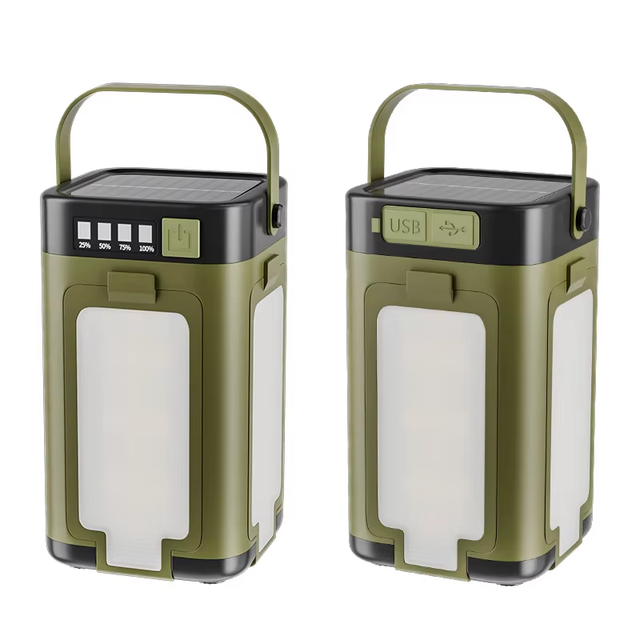 Solar LED Camping Lantern with Power Bank Function Waterproof Design and Hook for Outdoor Hiking & Emergency Use