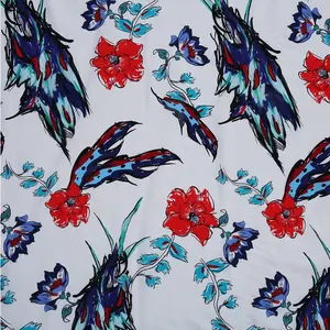 قماش طباعة رقمية زهور كريب مزدوج من حرير التوت الحقيقي 16 مم للربيع والصيف ، فستان ، تنورة