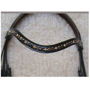 LCT + JET Bride de cheval en cuir avec bande de nez en forme de vague et cristal de topaze fumée. - Product Image 2