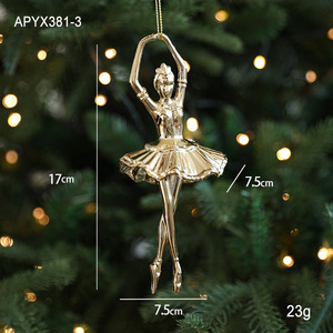 Vente en gros d'ornements de Noël en or de haute qualité, figurines suspendues vintage en PVC, anges, cerfs, flocons de neige, écologiques, luxueux pour l'arbre - Product Image 5