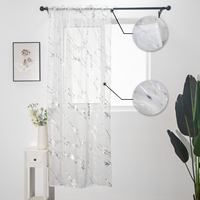 Voilage Moderne de Luxe XinLan en Marbre Argenté, Rideau Transparent Filtrant la Lumière pour Fenêtre