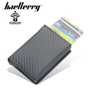 Baellerry Card Holder PU Leather Embossed <b>RFID</b> <b>Blocking</b> Multi Card <b>Wallet</b> Men's Slim Credit Card Case Black - Product Image 1