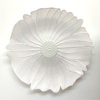 Assiette de présentation en verre texturé pétales sculptés, style moderne, 13 pouces, pour centre de table de mariage, fruits, apéritifs, desserts, traiteur