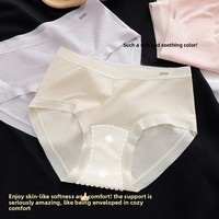 Celana Dalam Wanita Mid-Rise Rajutan Katun/Spandex Solid Tanpa Jahitan Bernapas Anti-Bakteri Anti-Statik Nyaman untuk Sehari-hari OEM