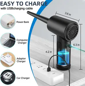 Pistolet souffleur d'air électrique comprimé 51000RPM charge portative sans fil mini dépoussiéreur d'air clavier d'ordinateur dépoussiéreur d'air de voiture