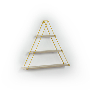 Moset <b>Floating</b> Wall <b>Shelf</b> Triangle Metal Bracket Oak Yellow For Books Decorative Display - Product Image 2