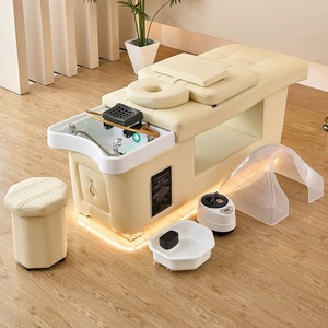Table de massage moderne en cuir synthétique pour spa, lit de shampoing thaïlandais, idéal pour salon de coiffure, lavage de cheveux, soins du visage, usage spécifique - Product Image 3