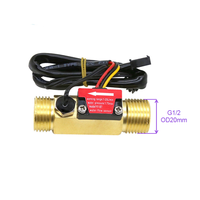 Capteur de débit d'eau en laiton B7 24V avec capteur de température 50K, débitmètre à turbine 1-25L/min pour chauffe-eau solaire, connexion G1/2''