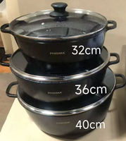 Usine 6 pièces 32 + 36 + 40cm granit antiadhésif batterie de cuisine grande taille en alliage d'aluminium verre marmite ensemble batterie de cuisine