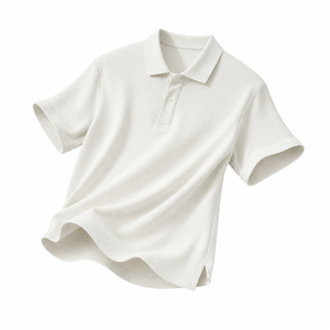 Polo à manches courtes blanc pour homme, en coton tricoté, couleur unie, style décontracté chic, respirant, col classique - Product Image 2