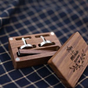 Custom Personalized Name Cufflink Groomsman Gift Jewelry Wooden <b>Box</b> Perfect Cufflinks Bachelor Party <b>Wedding</b> <b>Keepsake</b> - Product Image 2