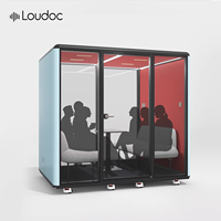 Cabine de réunion modulaire préfabriquée insonorisée 6 places, isolation acoustique élevée, pour bureau, immeuble de bureaux, hôtel