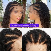 Perruques Courtes Bouclées en Cheveux Indiens en Gros, Perruques Sans Colle Frontale en Dentelle 13x4 en Cheveux Humains, Perruque à Fermeture 5x7 en Cheveux Humains Tressés pour Femmes