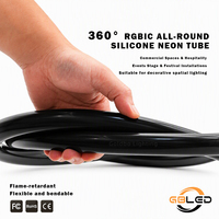 Tube LED néon flexible en silicone IP67 à 360 degrés, 24V, adressable RGBIC, 5m, lumière linéaire suspendue sans points, couleur de rêve, CE RoHS