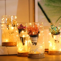 Guirlandes lumineuses LED avec fil argenté, boîte à piles bouton, bouquet cadeau, décoration de Noël pour la pâtisserie