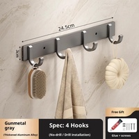 Porte-manteau mural métallique extra long à 8 crochets pour manteaux et serviettes, gain de place, pour cuisine, salle de bain, salon, organisateur de porte écologique