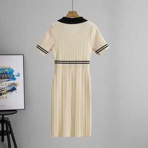 Robe d'été amincissante pour femmes avec col polo Style coréen jupe de hanche décontractée taille <span class=keywords><strong>naturelle</strong></span> lavable - Product Image 2