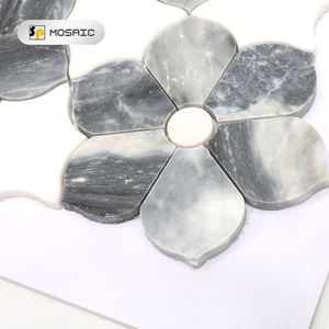 Thassos bianco misto grigio a forma di fiore <span class=keywords><strong>design</strong></span> cucina posteriore <span class=keywords><strong>splash</strong></span> e bagno parete mosaico di marmo - Product Image 4