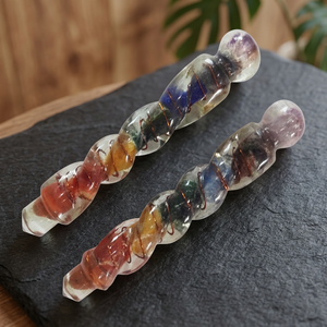 Handmade 7 Chakra Crystal Spiral <b>Wand</b> with Copper Wire Reiki Orgone Healing Gemstone <b>Massager</b> Point - Product Image 1