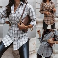 Đầm Mùa Thu Váy Kiểm Tra Gingham Thiết Kế Đầm Dài Cho Phụ Nữ