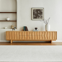 Meuble TV moderne de luxe en noyer, console multimédia en bois massif, buffet de salon ondulé cannelé avec 4 portes