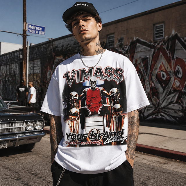 LINGSHANG Breathable Washed Cotton T-Shirt Oversized Fit Comfortable Durable All Season Streetwear T-Shirt
