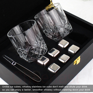 Caja <span class=keywords><strong>de</strong></span> madera reutilizable <span class=keywords><strong>de</strong></span> acero inoxidable para whisky, cubitos <span class=keywords><strong>de</strong></span> hielo para enfriar, con cristal, regalo, 2 unidades - Product Image 6