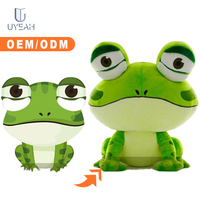 Peluche grenouille verte personnalisée UYEAH CE CPC EN71, design sur mesure, fabrication en usine, adorable peluche en coton doux, jouet en peluche pour enfant, cadeau personnalisé.