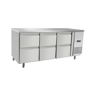 Arktic 420L 230V/400W Attrezzatura di Refrigerazione Commerciale per Cucina Banco Refrigerato a 6 Cassetti 1795x700x879mm - Product Image 1