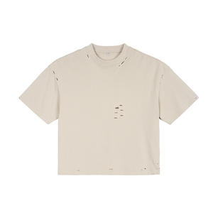 T-Shirt Vintage da <span class=keywords><strong>Uomo</strong></span> in Tinta Unita Effetto Vissuto, Manica Corta Pesante, Stile <span class=keywords><strong>Street</strong></span>, 100% Cotone, Vestibilità Ampia - Product Image 4