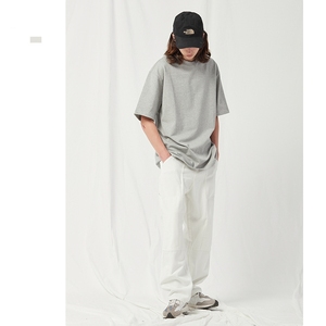 Pantalon <span class=keywords><strong>Cargo</strong></span> droit ample de <span class=keywords><strong>grande</strong></span> <span class=keywords><strong>taille</strong></span>, Style japonais et intelligent, décontracté, lavé, 2023 coton, blanc, Jeans de base pour hommes, printemps 100% - Product Image 1
