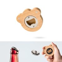 Ouvre-bouteille magnétique en bois personnalisé, ouvre-capsule rond en aluminium, outil manuel d'ouverture de bière