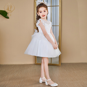 NIMBLE Verano 3-12 Y Blanco Lentejuelas Flor Niñas Vestidos Niños Fiesta de noche <span class=keywords><strong>Ropa</strong></span> <span class=keywords><strong>Primera</strong></span> Comunión Vestido de bautizo - Product Image 3