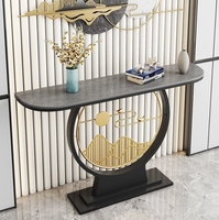 Nouvelle table d'entrée murale minimaliste de style chinois postmoderne en pierre, table décorative de luxe légère pour couloir