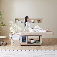 Table de lavage et de massage multifonction beige pour salon de beauté, avec cuvette en céramique extensible, pour hydrothérapie capillaire et lit de shampoing